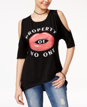 Love Tribe Juniors' Graphic Cold-shoulder T-shirt With Bracelet