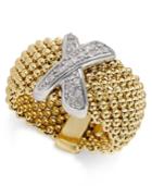 Diamond Mesh X Ring (1/6 Ct. T.w.) In 14k Gold-plated Sterling Silver