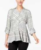 Style & Co Plaid Flannel Peplum Top, Created For Macy's