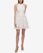 Guess Floral Lace Fit & Flare Halter Dress