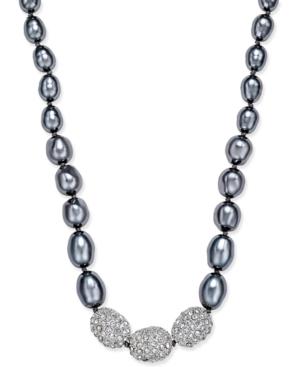 Charter Club Silver-tone Imitation Pearl And Cubic Zirconia Necklace, Only At Macy's