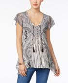 Style & Co Sublimated-print Peasant Top, Only At Macy's