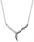 Diamond Swirl Frontal Necklace In 10k White Gold (1/2 Ct. T.w.)