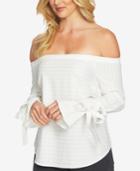 1.state Off-the-shoulder Tie-sleeve Metallic Top