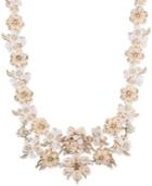 Marchesa Gold-tone Crystal Floral Collar Necklace, 16 + 3 Extender