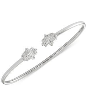 Wrapped Diamond Hamsa Bangle Bracelet (1/6 Ct. T.w.) In Sterling Silver