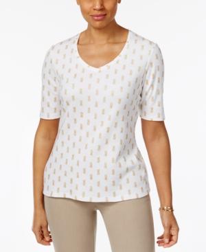 Karen Scott Pineapple-print Top, Only At Macy's