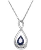Sapphire (7/8 Ct. T.w.) And Diamond Accent Infinity Pendant Necklace In Sterling Silver