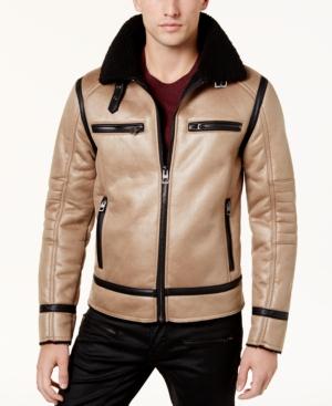 Guess Men's Sierra Faux-leather Fleece-lined Coat