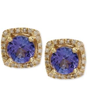 Violette By Effy Tanzanite (9/10 Ct. T.w.) And Diamond (1/8 Ct. T.w.) Stud Earrings In 14k Yellow Gold