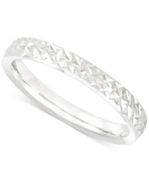Thin Textured Band In 14k Gold, Rose Gold Or White Gold, Made In Italy