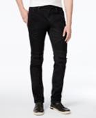 Reason Men's Slim-fit Leroy Waxed Denim Black Moto Jeans