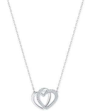 Swarovski Silver-tone Pave Entwined Hearts Pendant Necklace