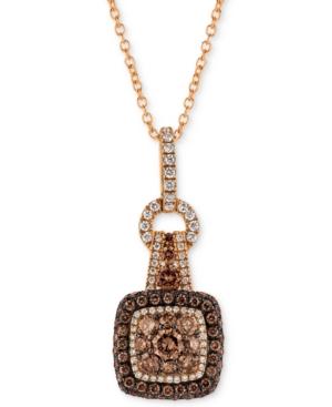 Le Vian Chocolatier Diamond Halo Cluster 18 Pendant Neckace (7/8 Ct. T.w.) In 14k Rose Gold