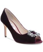 Nina Reign Velvet Peep-toe Evening Pumps Women's Shoes