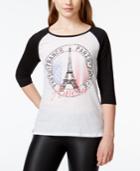 Pretty Rebellious Juniors' Paris Graphic Baseball T-shirt