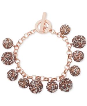 Anne Klein Rose Gold-tone Pave Shaky Fireball Toggle Bracelet, Created For Macy's