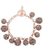 Anne Klein Rose Gold-tone Pave Shaky Fireball Toggle Bracelet, Created For Macy's