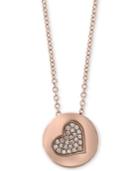 Effy Diamond Accent Heart Disc 18 Pendant Necklace In 14k Rose Gold