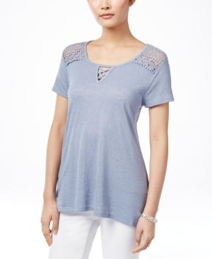 Style & Co. Lace-panel Handkerchief-hem Top, Only At Macy's