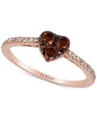 Le Vian Exotics Chocolate And White Diamond Heart Ring (1/2ct.t.w) In 14k Rose Gold