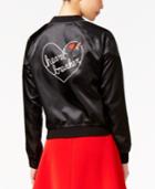 Material Girl Juniors' Heart Breaker Graphic Bomber Jacket, Only At Macy's