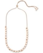 Kenneth Cole New York Rose Gold-tone Imitation Pearl & Crystal Adjustable Slider Necklace