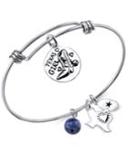 Unwritten Texas Girl And Sodalite (8mm) Bangle Bracelet In Stainless Steel