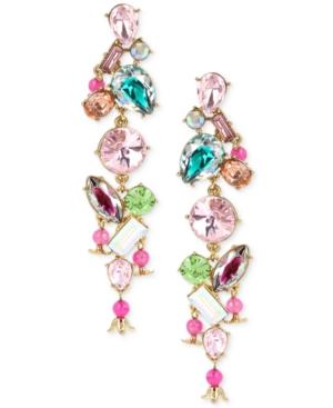 Betsey Johnson Gold-tone Multi-crystal Linear Drop Earrings