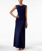 Xscape Embellished Cap-sleeve Gown