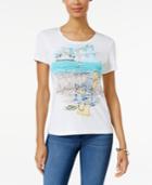 Karen Scott Petite Beach Graphic T-shirt, Only At Macy's