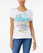 Karen Scott Petite Beach Graphic T-shirt, Only At Macy's