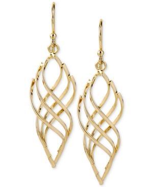 Hint Of Gold 14k Gold-plated Earrings, Polished Twist Drop Earrings