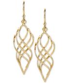 Hint Of Gold 14k Gold-plated Earrings, Polished Twist Drop Earrings