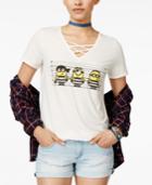 Despicable Me Juniors' Minions Lineup Crisscross-strap Graphic T-shirt By Hybrid