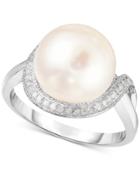 Cultured Freshwater Pearl (11mm) & Diamond (1/6 Ct. T.w.) Ring In Sterling Silver