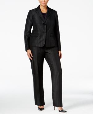 Le Suit Plus Size Three-piece Two-button Striped Pantsuit