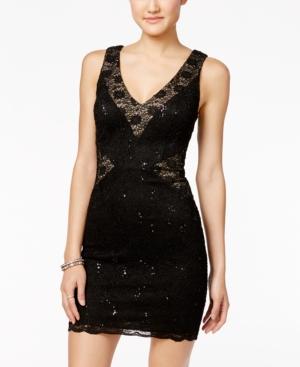 Trixxi Juniors' Sequined Lace Bodycon Dress