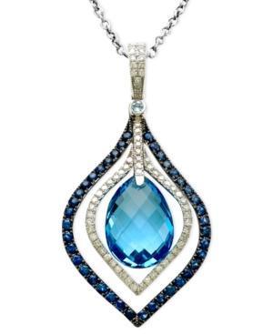 Gemma By Effy Blue Topaz (7-1/3 Ct. T.w.) Sapphire Accent And Diamond Accent Pendant