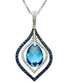 Gemma By Effy Blue Topaz (7-1/3 Ct. T.w.) Sapphire Accent And Diamond Accent Pendant