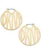 Dkny Gold-tone Logo Hoop Earrings, Created For Macy's