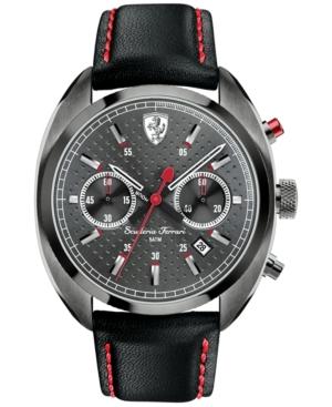 Scuderia Ferrari Men's Chronograph Formula Sportiva Black Leather Strap Watch 43mm 830209