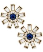 Charter Club Gold-tone Round Blue Stone And Baguette Stud Earrings, Only At Macy's