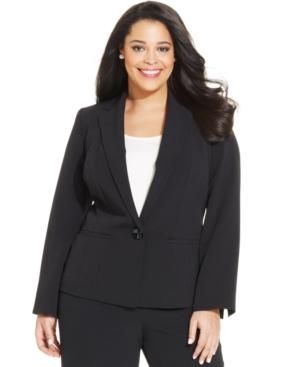 Kasper Plus Size Crepe One-button Jacket