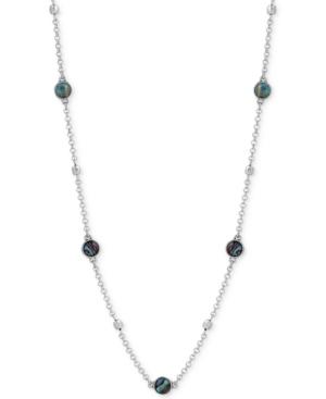 Lucky Brand Silver-tone Abalone-look Beaded Long Length Necklace