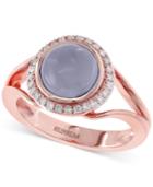Effy Chalcedony (1-4/5 Ct. T.w.) And Diamond (1/7 Ct. T.w.) Round-style Ring In 14k Rose Gold