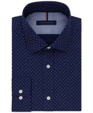 Tommy Hilfiger Men's Slim-fit Blue Print Dress Shirt