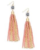 Thalia Sodi Gold-tone Crystal & Bead Tassel Linear Drop Earrings, Created For Macy's