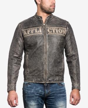 Affliction Men's Black Skull Leather Moto Jacket