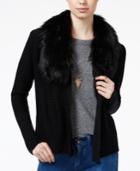 Bcx Juniors' Faux-fur-trim Cardigan